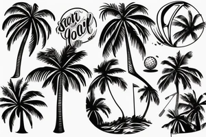 Palm tree golf vibes tattoo idea