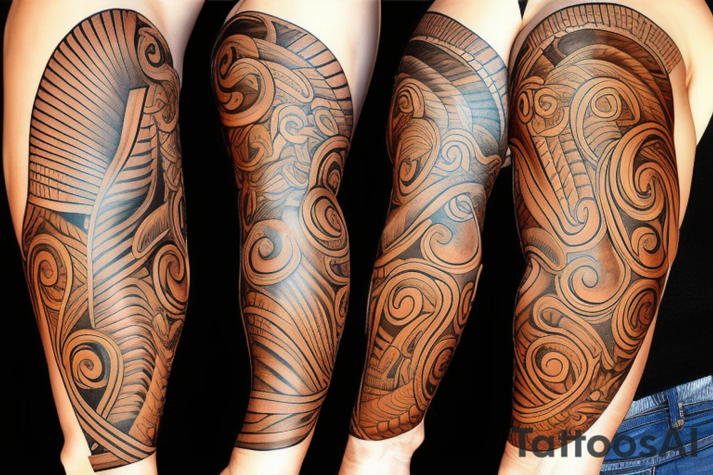 Taíno left arm sleeve tattoo tattoo idea