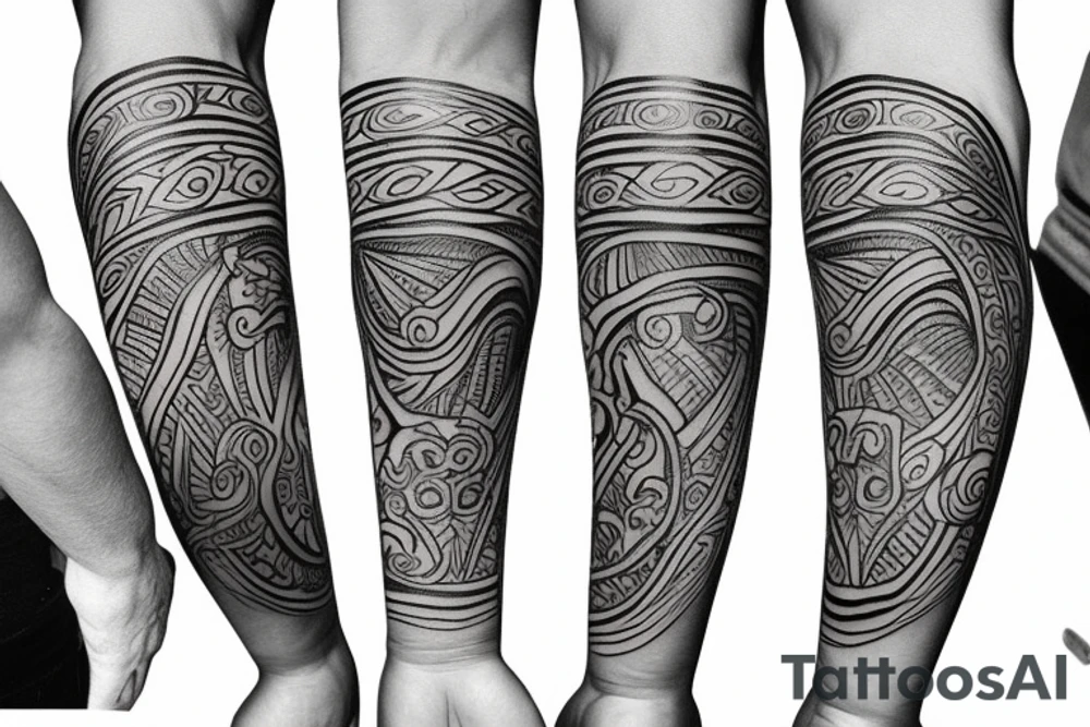 caribbean Taíno indian style left arm sleeve tattoo tattoo idea