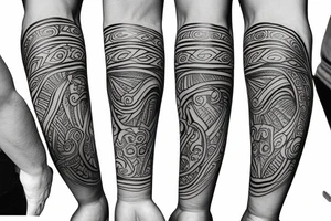 caribbean Taíno indian style left arm sleeve tattoo tattoo idea