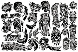 caribbean Taíno indian style left arm sleeve tattoo tattoo idea