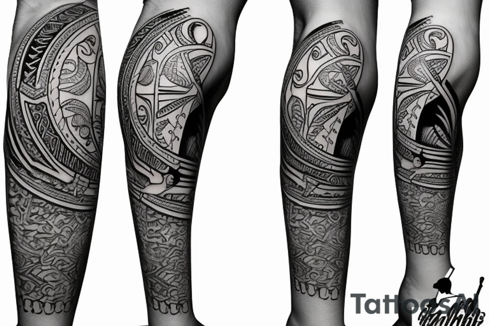 caribbean Taíno indian style golf themed left arm sleeve tattoo tattoo idea