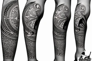 caribbean Taíno indian style golf themed left arm sleeve tattoo tattoo idea