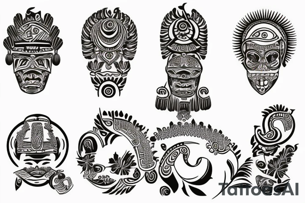 caribbean Taíno indian style themed left arm sleeve tattoo tattoo idea