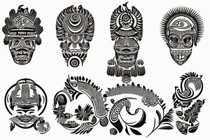 caribbean Taíno indian style themed left arm sleeve tattoo tattoo idea