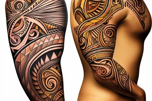 caribbean Taíno indian style themed left arm sleeve tattoo tattoo idea