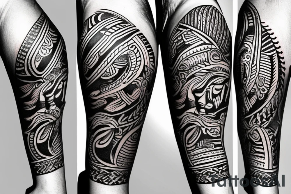 caribbean Taíno indian style themed left arm sleeve tattoo tattoo idea