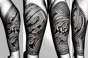 caribbean Taíno indian style themed left arm sleeve tattoo tattoo idea