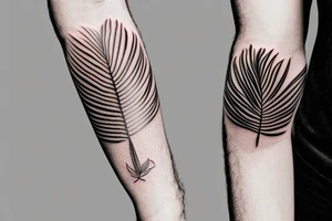 Indoor plant sketch armband using monstera, bird of paradise flower tattoo idea