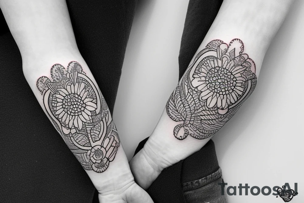 Banded floral and holistic minamalistic armband tattoo idea