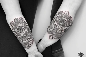 Banded floral and holistic minamalistic armband tattoo idea