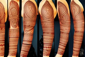 puerto rico indian style themed left arm sleeve tattoo tattoo idea