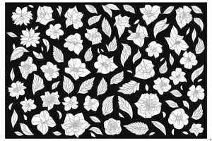 Fineline floral flowy large piece, lots of greenery and foilage tattoo idea