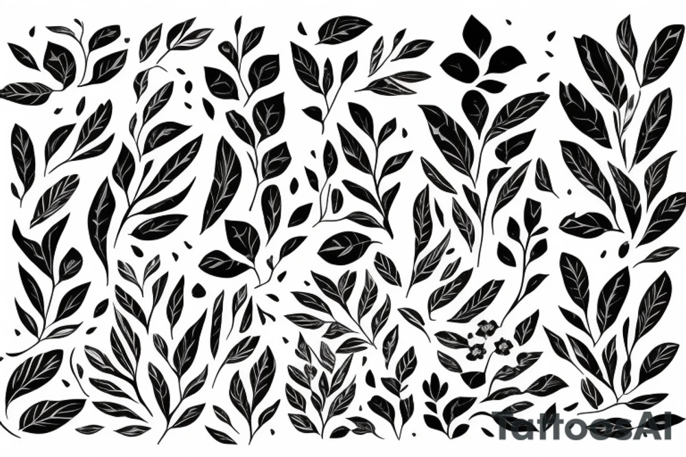 Fineline floral flowy large piece, lots of greenery and foilage tattoo idea