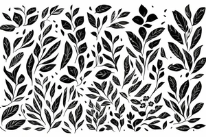 Fineline floral flowy large piece, lots of greenery and foilage tattoo idea