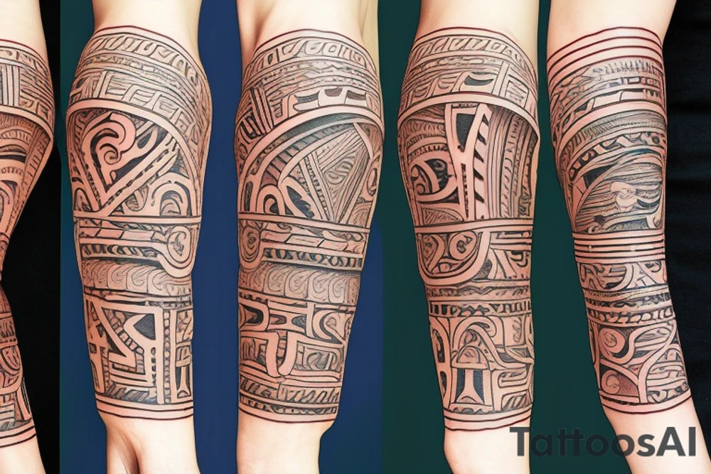 left arm Puerto Rico taino Indian tattoo idea