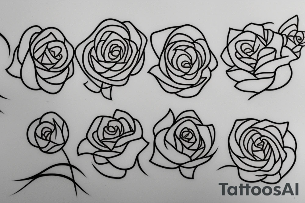 Fineline simple line banded one piece, rose, Lilly, tattoo idea