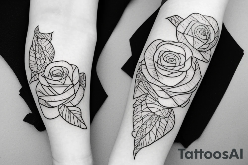Fineline simple line banded one piece, rose, Lilly, magic tattoo idea