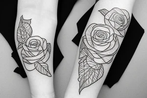 Fineline simple line banded one piece, rose, Lilly, magic tattoo idea