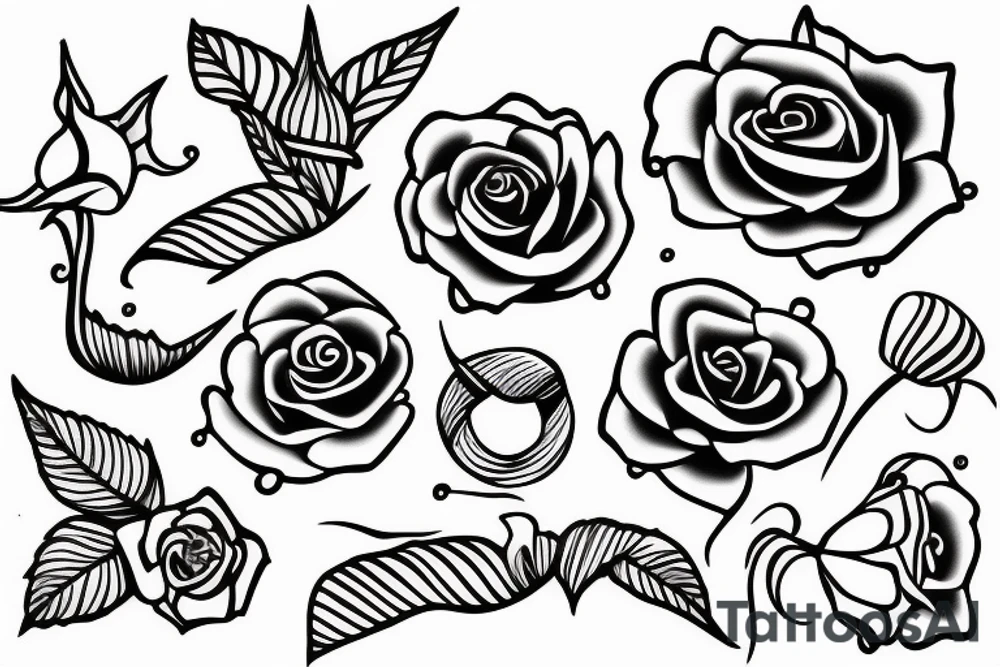 Fineline simple line one piece, rose, Lilly, magic, fantasy tattoo idea