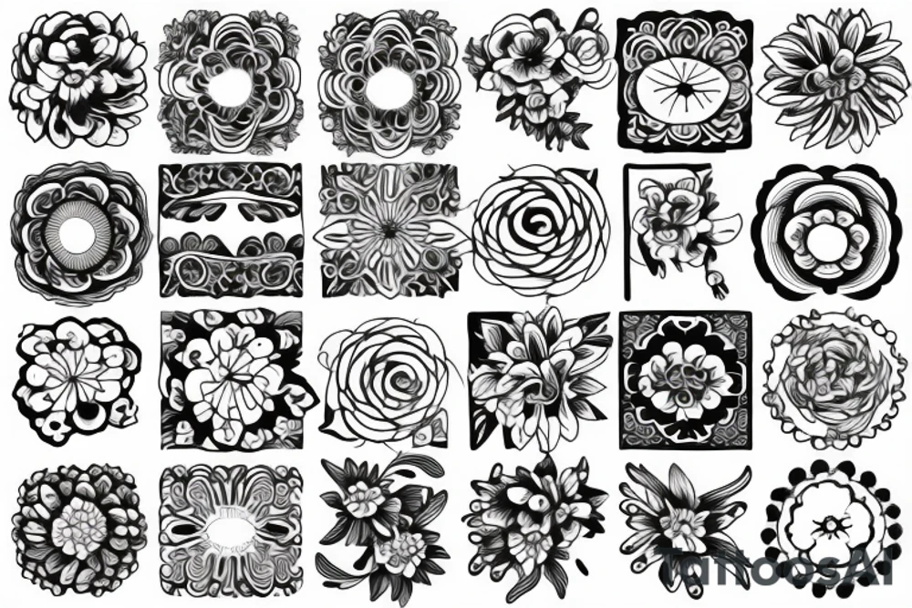 Fineline flowers merged firecracker tattoo idea