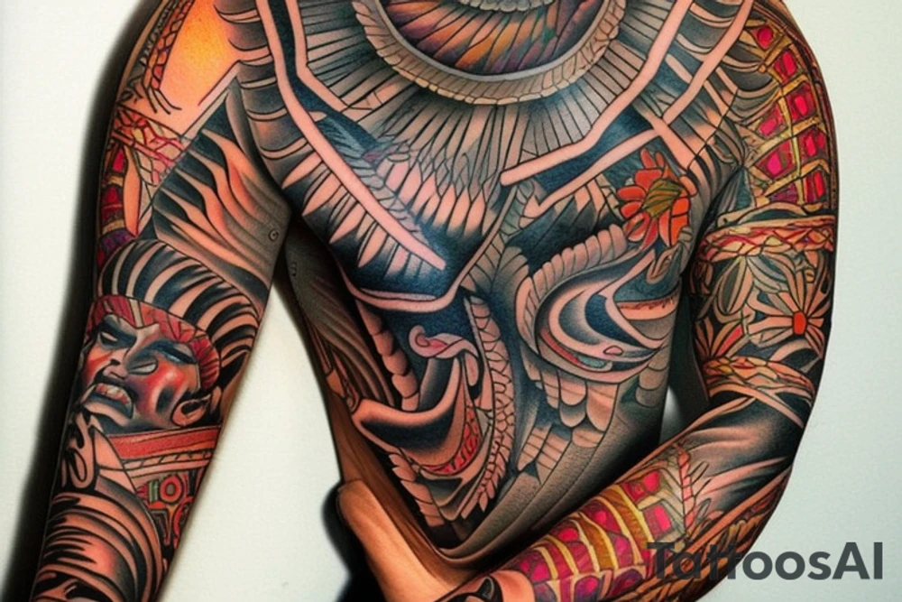 Left Arm sleve Puerto Rico Indian tattoo idea