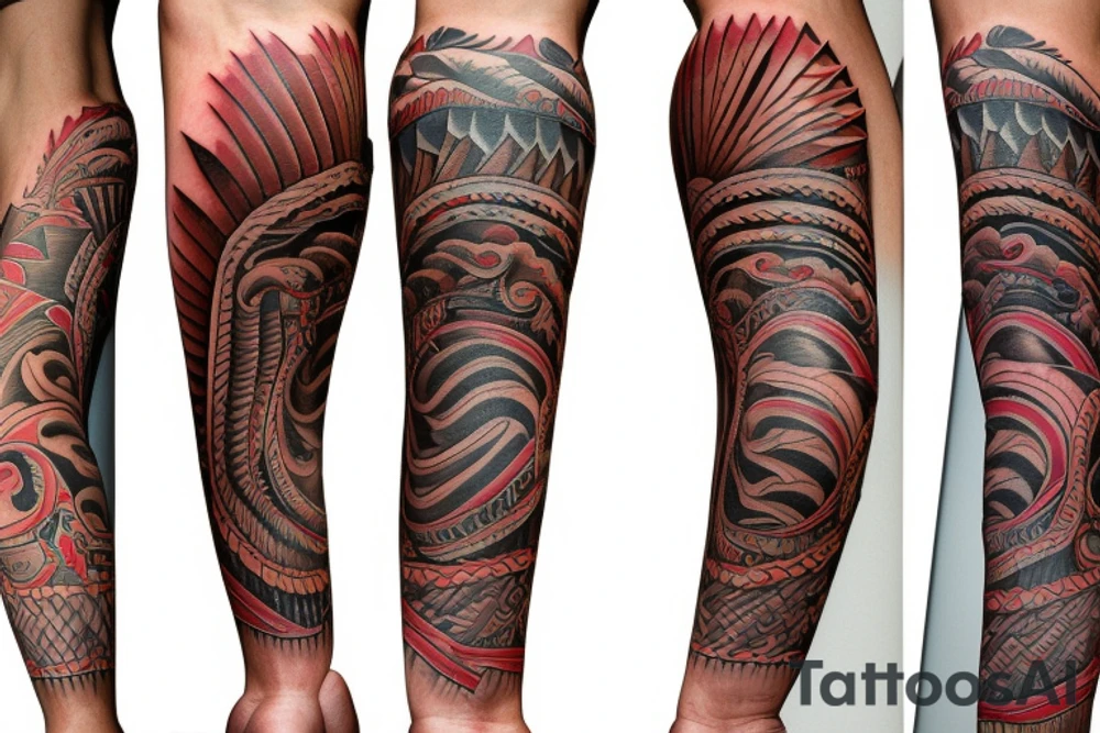 Left Arm sleeve Puerto Rico Indian tattoo idea