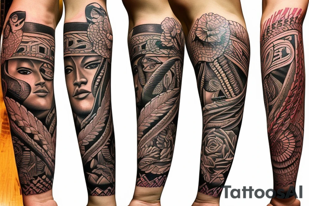 Left Arm sleeve Puerto Rico Indian tattoo idea