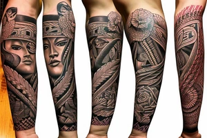 Left Arm sleeve Puerto Rico Indian tattoo idea