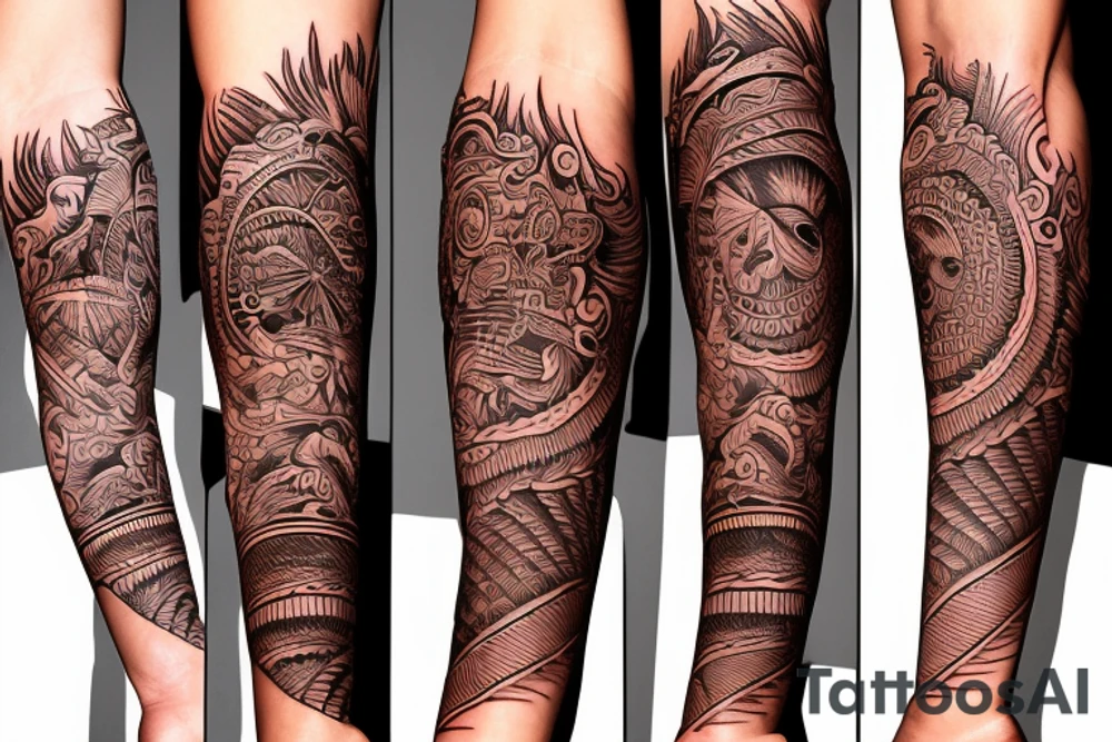 Left Arm sleeve Puerto Rico Indian tattoo idea