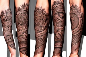 Left Arm sleeve Puerto Rico Indian tattoo idea
