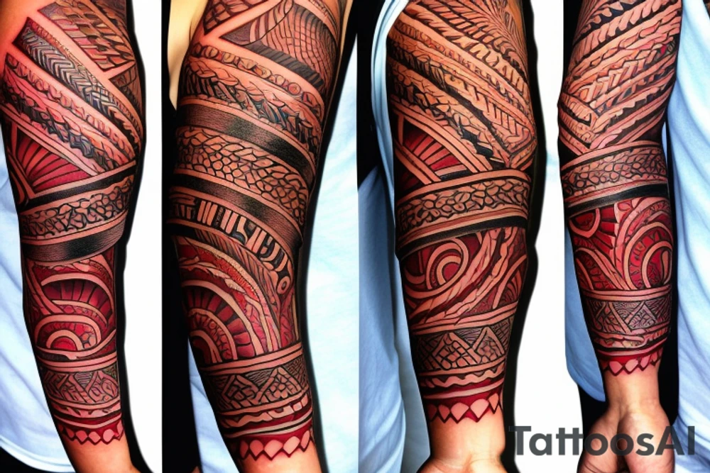 Left Arm sleeve Puerto Rico Indian tattoo idea