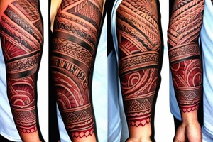 Left Arm sleeve Puerto Rico Indian tattoo idea