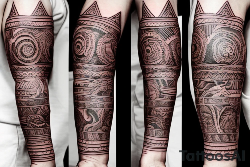 Left Arm sleeve Puerto Rico Indian tattoo idea
