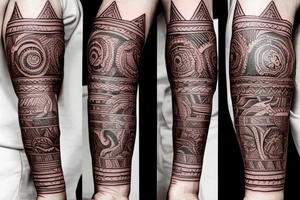 Left Arm sleeve Puerto Rico Indian tattoo idea