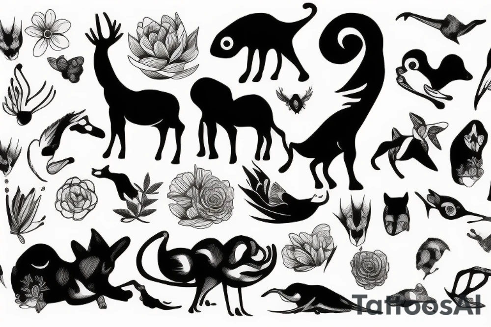 Nature, fineline, animals tattoo idea