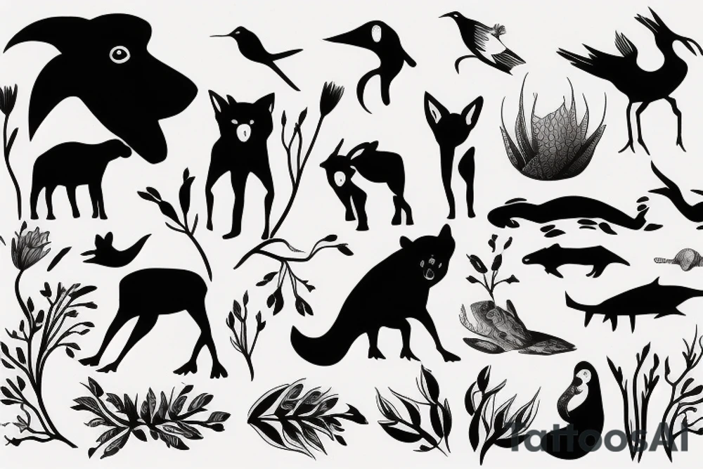 Nature, fineline, animals tattoo idea