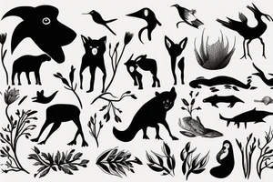 Nature, fineline, animals tattoo idea