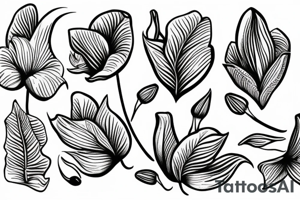 Fineline, simple, peace Lilly flower tattoo idea