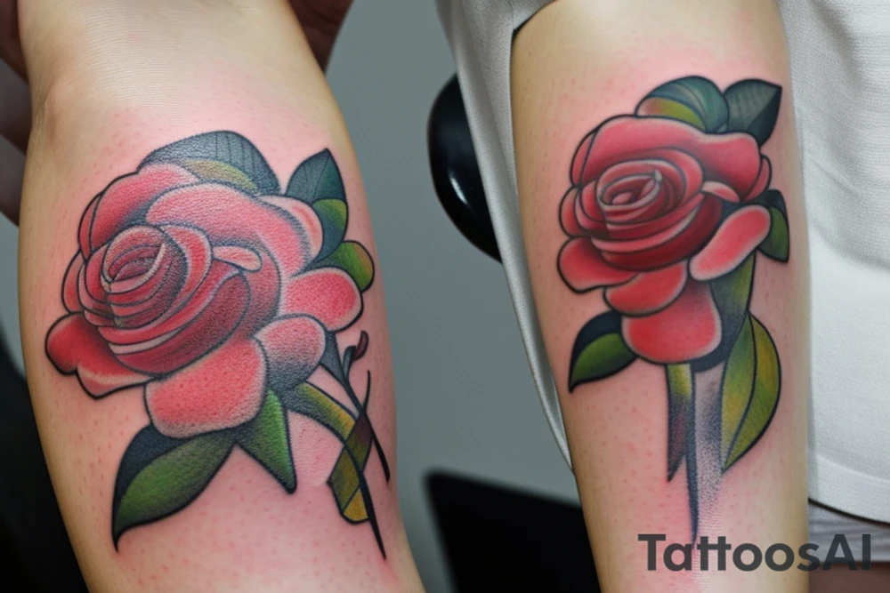 The tattoo features a sketched style of a rose, lily, and sunflower arranged in a way that flows naturally, with the flowers and their stems intertwining in a seemingly effortless manner. The design also includes lots of vine-like foliage that winds around the flowers, giving the tattoo an organic, natural feel.

In addition to the flowers and foliage, the design incorporates witchy elements, such as a crescent moon and sun symbols. The crescent moon is depicted with fine lines and no shading, adding a simple yet elegant touch to the design. The sun symbol is also included, adding a complementary celestial element that balances the moon.

The tattoo has no shading, giving it a clean, minimalist look. The use of sketching gives the tattoo a raw, authentic feel that complements the natural elements in the design. The result is a tattoo that feels both earthy and mystical, with a strong connection to nature and the divine.

Overall, the tattoo design is a unique and beautiful combination of floral, witchy, and celestial elements that come together to create a harmonious and captivating piece of body art. tattoo idea