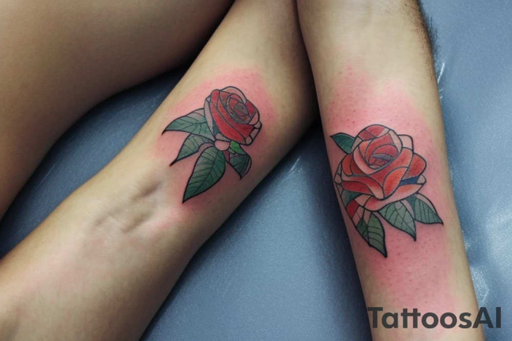 The tattoo features a sketched style of a rose, lily, and sunflower arranged in a way that flows naturally, with the flowers and their stems intertwining in a seemingly effortless manner. The design also includes lots of vine-like foliage that winds around the flowers, giving the tattoo an organic, natural feel.

In addition to the flowers and foliage, the design incorporates witchy elements, such as a crescent moon and sun symbols. The crescent moon is depicted with fine lines and no shading, adding a simple yet elegant touch to the design. The sun symbol is also included, adding a complementary celestial element that balances the moon.

The tattoo has no shading, giving it a clean, minimalist look. The use of sketching gives the tattoo a raw, authentic feel that complements the natural elements in the design. The result is a tattoo that feels both earthy and mystical, with a strong connection to nature and the divine.

Overall, the tattoo design is a unique and beautiful combination of floral, witchy, and celestial elements that come together to create a harmonious and captivating piece of body art. tattoo idea