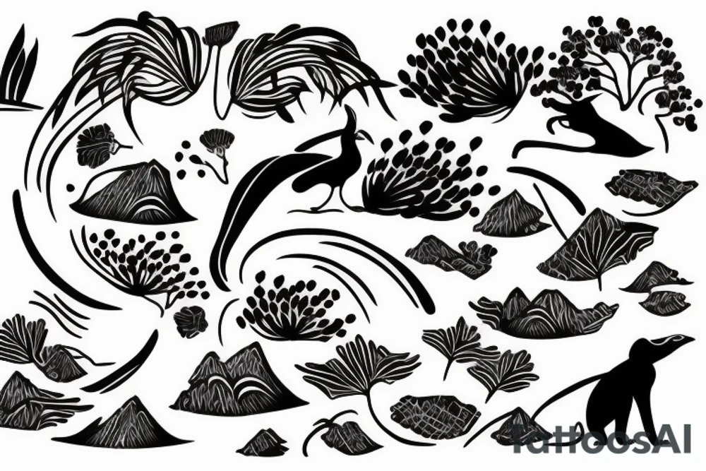 Oriental nature, fineline tattoo idea