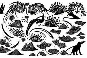 Oriental nature, fineline tattoo idea