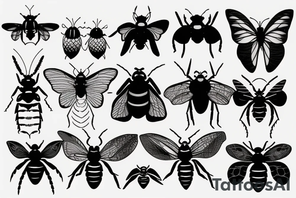Crazy nature insects tattoo idea