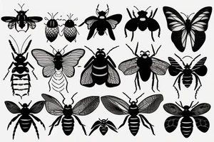Crazy nature insects tattoo idea