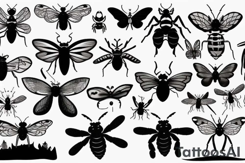 Crazy nature insects tattoo idea
