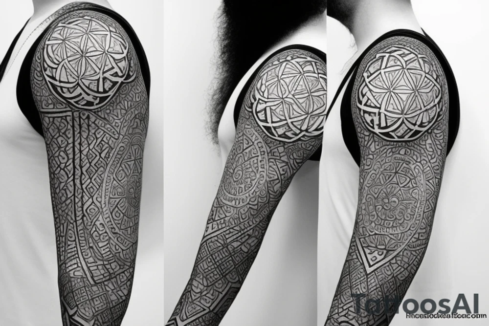 sacred geometry sleeve tattoo idea