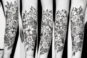 Fineline unicorn with flowers tattoo idea