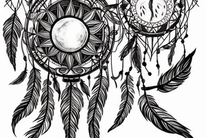 Dreamcatcher, heart, sun and moon, nature, fineline, minamalistic tattoo idea