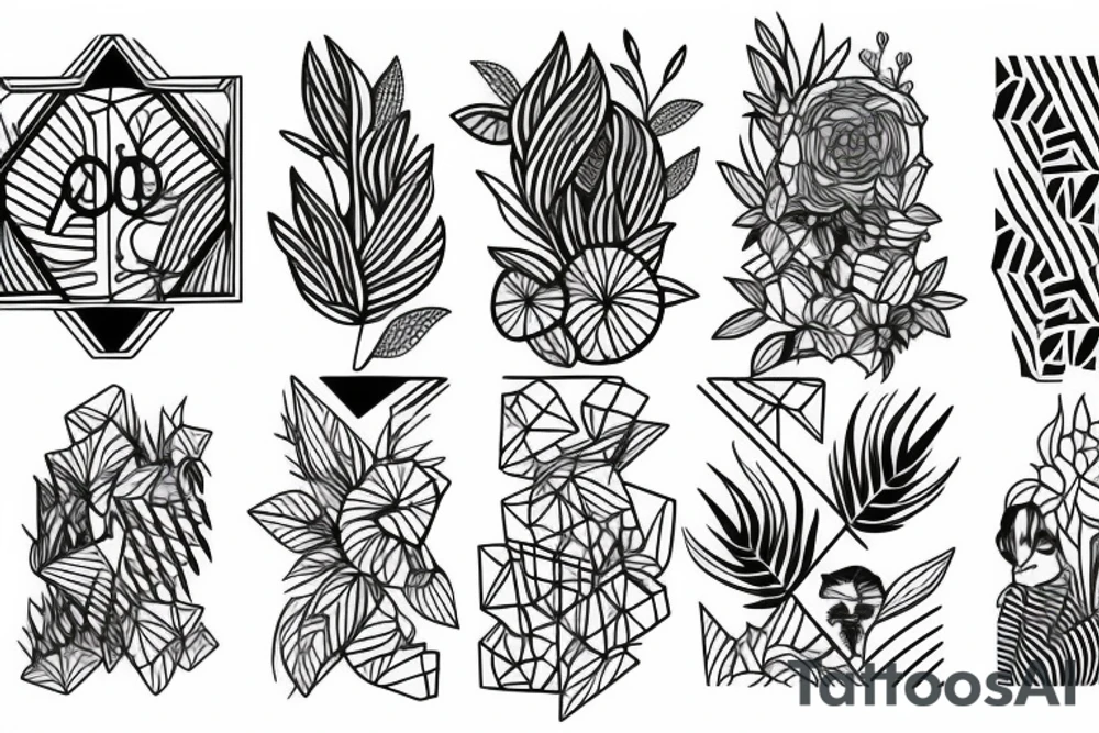 Indoor plants, geometric, fineline tattoo idea